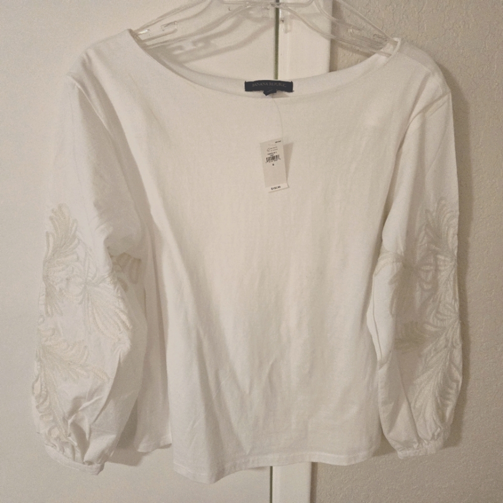 White Embroidered Women's Top